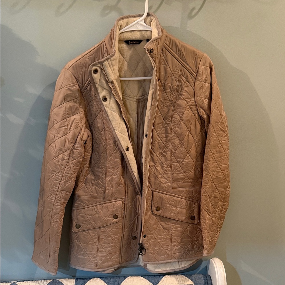 Barbour Tan Quilted Utility Jacket